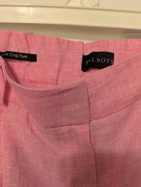 Talbots Pink Linen-Blend High-Waist Crop Pants